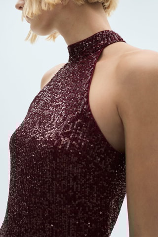 Robe sequins à emmanchures américaines - Bordeaux