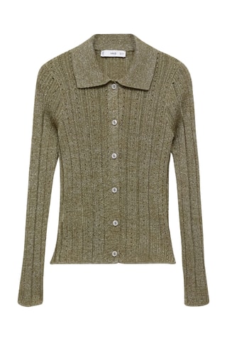Cardigan Lurex détails ajourés - Vert
