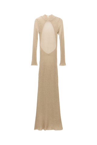 Robe maille côtelée Lurex dos nu - Doré