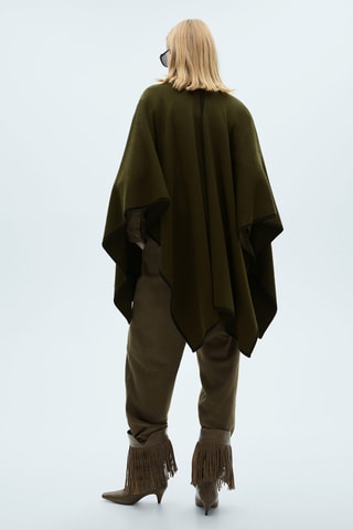 Cape maille liseré contrastant - Kaki