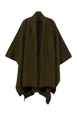 Cape maille liseré contrastant - Kaki