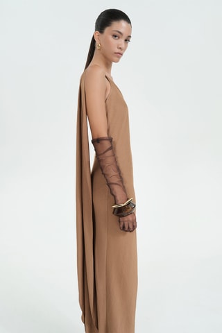 Robe longue asymétrique cape - Beige