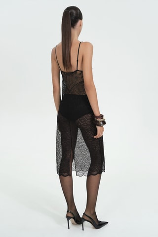 Robe style lingerie guipure - Noir