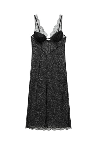 Robe style lingerie guipure - Noir