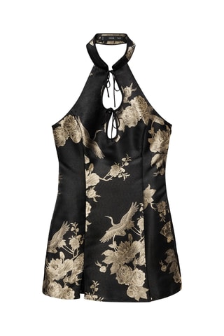 Robe jacquard dos nu - Noir et beige