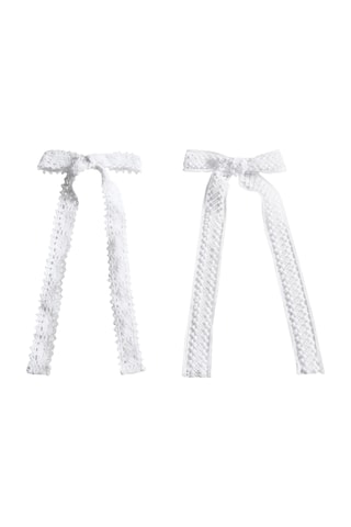 Lot 2 barrettes noeud crochet - Blanc