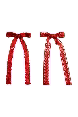 Lot 2 barrettes noeud crochet - Rouge