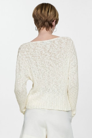 Pull-over maille fine manches longues - Blanc cassé