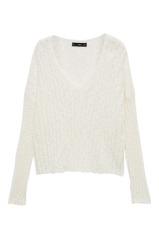 Pull-over maille fine manches longues - Blanc cassé