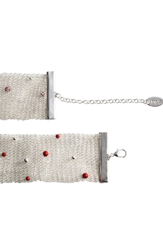 Ras-de-cou maille filet perles - Argenté
