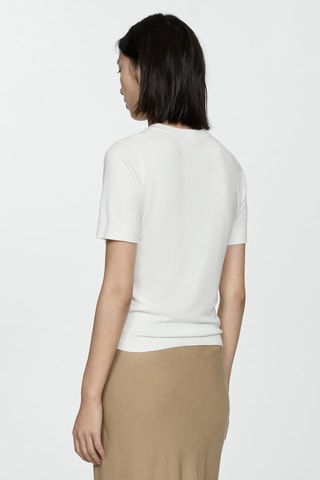 Pull-over maille fine manches courtes - Écru