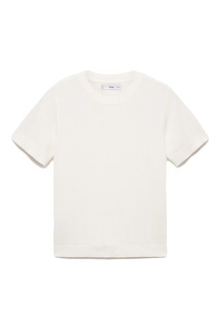 Pull-over maille fine manches courtes - Écru