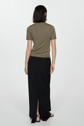Pull-over maille fine manches courtes - Kaki