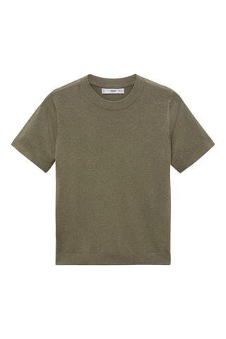 Pull-over maille fine manches courtes - Kaki