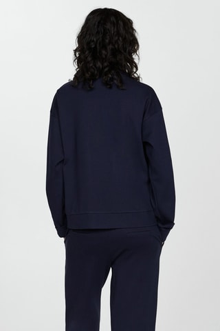 Sweat-shirt col montant zip - Bleu marine