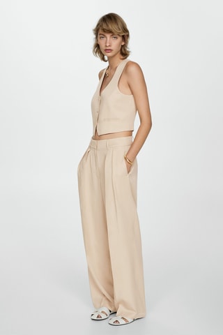 Pantalon wideleg Lyocell - Beige