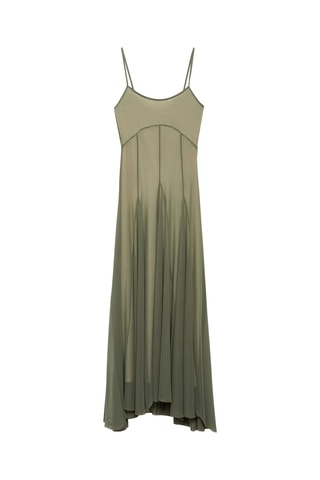 Robe asymétrique tulle coutures - Vert pastel