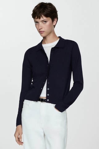 Cardigan col polo - Bleu marine