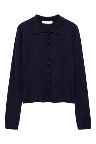 Cardigan col polo - Bleu marine