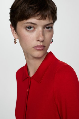 Cardigan col polo - Rouge