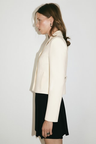 Veste revers boutons métalliques - Écru