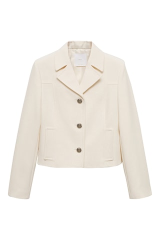 Veste revers boutons métalliques - Écru