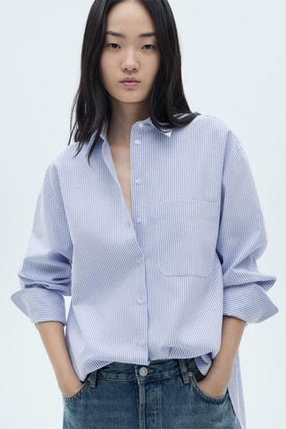 Chemise coton rayures - Ciel