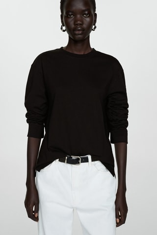 T-shirt coton manches longues - Noir
