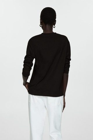 T-shirt coton manches longues - Noir