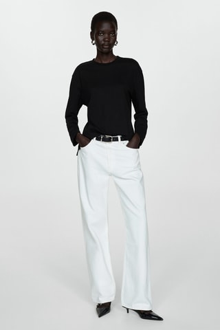 T-shirt coton manches longues - Noir