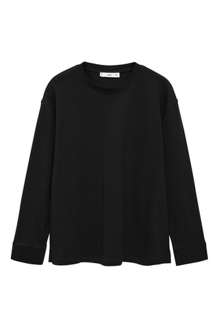 T-shirt coton manches longues - Noir