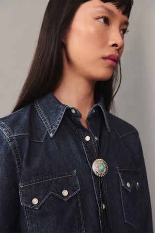Chemise jean poches - Bleu marine
