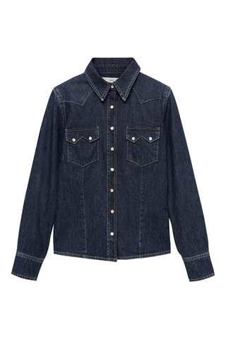 Chemise jean poches - Bleu marine