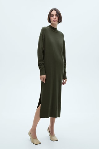Robe maille col rond - Kaki