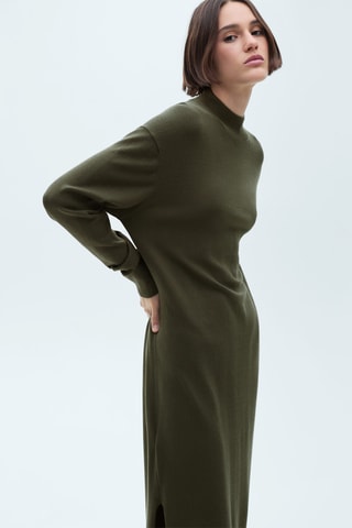 Robe maille col rond - Kaki