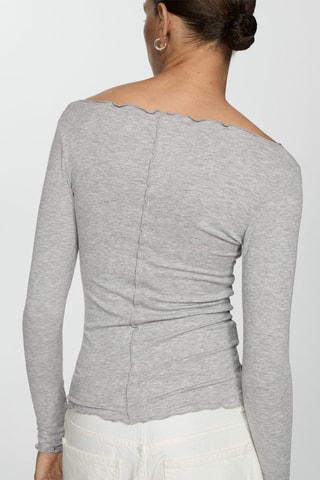 T-shirt côtelé manches longues - Gris
