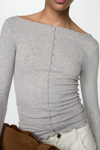 T-shirt côtelé manches longues - Gris