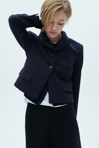 Blazer crop boutons - Bleu marine foncé