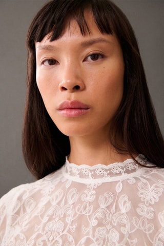 Blouse semi-transparente - Blanc cassé