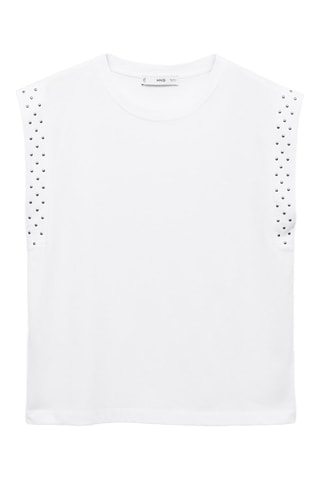 T-shirt sans manches clouté - Blanc