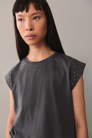 T-shirt sans manches clouté - Gris