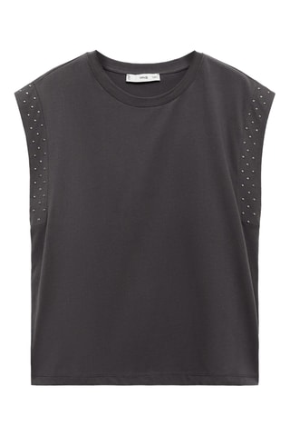 T-shirt sans manches clouté - Gris