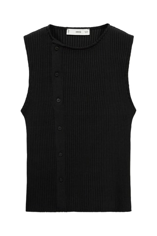 Top maille boutons latéraux - Noir