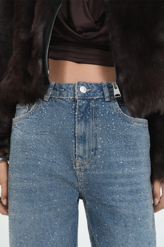 Jean droit strass - Bleu