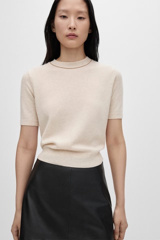Pull-over laine manches courtes - Beige