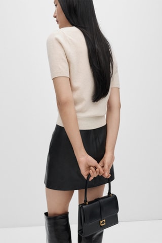 Pull-over laine manches courtes - Beige