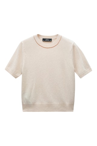 Pull-over laine manches courtes - Beige