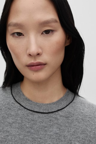 Pull-over laine manches courtes - Gris chiné