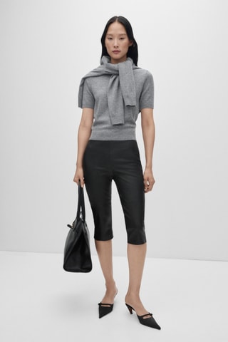 Pull-over laine manches courtes - Gris chiné