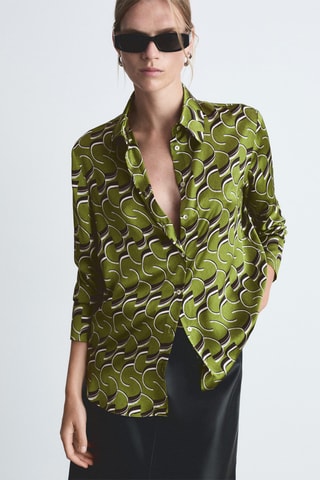 Chemise satinée imprimée - Vert